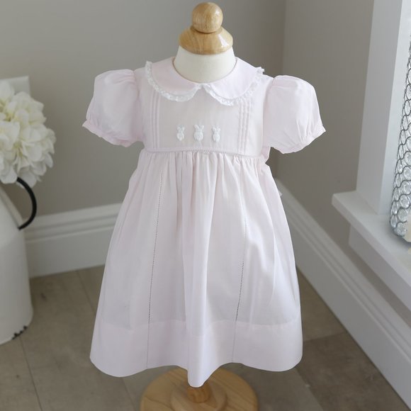 Pink Heirloom Dress Bunny Embroidery Lace SPRING Portraits  Feltman Brothers NWT - Picture 4 of 7